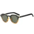 Occhiali da sole ovali vintage per uomo e donna, montatura sfumata chic con dettagli rivetto. - C2 Montatura Nero Gialla Lente Verde Scuro