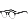 Montatura per occhiali vintage retro ovale nero trasparente sfumato con rivetti metallici. - C11 Montatura Nero Bianca Lente Trasparente