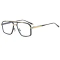 Men's fashion square optical glasses with black frame and gold metal temples, trendy. - C1 Black Gold Frame Clear Lens