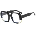 Grosse unregelmässige Klarsichtbrille schwarz gold Fashion Trend Street Style Brille chic - C1 Schwarzer Rahmen Klare Linse