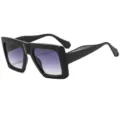 Oversized square sunglasses for women men, trendy thick frame gradient lens sun glasses. - C1 Black Frame Gray Gradient Lens
