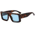 Große quadratische Sonnenbrille für Damen und Herren, modischer Schildpatt-Rahmen, blaue Gläser. - C5 Rahmen mit Leopardenmuster mit blauen Gläsern