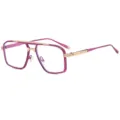 Heren mode metaal vierkante zonnebril trendy anti UV dubbele brug brillen M5258 - C12 Paars Frame Transparante Lenzen