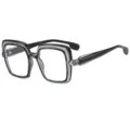 Monturas de gafas graduadas cuadradas oversize de moda para hombres y mujeres transparentes - C12 Montura Gris Transparente con Lentes Transparentes
