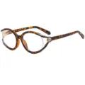 Occhiali eleganti tartarugati con montatura geometrica chic e dettagli in metallo di lusso. - C11