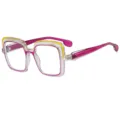 Gafas de sol cuadradas oversize de color block con monturas transparentes rosas y amarillas. - C10 Montura Violeta Transparente Lentes Transparentes