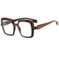Gafas de sol cuadradas grandes con montura de bloques de colores multicolor para mujer SKU - C11 Montura Negra Naranja Lentes Transparentes