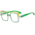 Modischer quadratischer Bonbonfarben optischer Brillenrahmen Unisex bunte Brille M6250 - Transparenter Grüner Rahmen Klare Linse