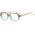 Occhiali da sole quadrati da donna alla moda con eleganti aste a catena in metallo. - C12 Montatura Grigio Blu Rosa Lenti Trasparenti
