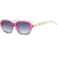 Trendy pink square sunglasses for women, featuring stylish gold chain temples and chic frames. - C3 Purple Frame Gradient Gray Lens