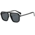 Black double bridge square sunglasses, fashion UV protection classic chic eyewear - C1 Black Gun Frame Gray Lens