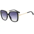 Retro oversized gradient sunglasses for women, fashionable black and gold frame uv protection eyewear - C1 Black Frame Gray Gradient Lens