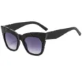 Gafas de sol de moda para mujer con montura de ojo de gato geométrica negra. - Montura Negra Lente Gris Degradado