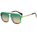 Cross-border double bridge square sunglasses, fashion classic UV protection shades. - C2 Green Frame Gradient Green Tea Lens
