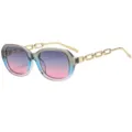 Occhiali da sole quadrati sfumati chic con aste a catena d'oro per look alla moda. - C5 Montatura Grigio Blu Rosa Lenti Sfumate Grigio Rosa