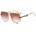 Women fashion polygon sunglasses gradient lenses chic oversized shades for outdoor daily wear - C6 Beige Frame Gradient Brown Lens