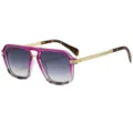 Cross-border fashion double bridge square sunglasses with purple gradient frame and grey lenses. - C3 Purple Frame Gradient Gray Lens