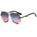 Women stylish polygon gradient sunglasses fashion eyewear chic luxury retro trendy shades - C7 Gray Pink Frame Gradient Gray Pink Lens