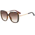 Vintage oversized sunglasses with tortoiseshell frame, gold temples and gradient brown lenses. - C4 Leopard Frame Gradient Tea Lens