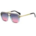 Fashion double bridge square sunglasses gradient lenses UV protection sun wear new - C6 Gray Blue Pink Frame Gradient Gray Pink Lens