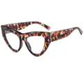 Damen Retro Katzenauge Blaulichtfilter Brille Klobiger Leo Print Optischer Rahmen - C7 Lila Blumenrahmen Klare Linse
