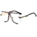Oversized polygon sunglasses for women, fashion edgy sun eyewear with tortoise frame and gold temples. - C10 Floral Frame Clear Lenses