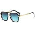 Classic double bridge square sunglasses gradient blue lenses UV400 stylish eyewear - C7 Black Gold Frame Gradient Gray Green Lens