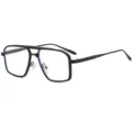 Men's Black Square Metal Eyeglasses Clear Lens Retro Double Bridge Optical Frames - C3 Black Frame Clear Lens