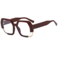 Trendige unregelmäßige große Klarsichtbrille für Damen, stilvoller Hip-Hop-Street-Style. - C2 weinroter Rahmen transparente Gläser