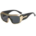 Gafas de sol deportivas antivento para ciclismo de hombre y mujer, protección UV al aire libre. - Montura Dorada Patas Negras Lentes Grises