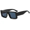 Modische dicke quadratische Sonnenbrille für Damen und Herren, schwarzer Rahmen mit blauen Gläsern. - Schwarzer Rahmen Graue Gläser