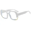 Klobige unregelmäßige große Gestell Brille für Damen modische Hip Hop Streetwear Brillen - C3 Weißer Rahmen Klare Linse