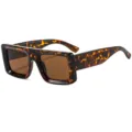 Grosse flache quadratische Sonnenbrille fur Damen und Herren Retro Schildkrotmuster - C2 Leopardenrahmen Braune Linse