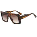 Tortoiseshell square oversized sunglasses, fashionable vintage beach sun glasses for women. - C4 Leopard Frame Gradient Tea Lens