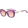 Women's stylish gradient sunglasses with purple frames and gold metal temples for daily wear. - C2 Purple Frame Gradient Purple Yellow Lens