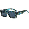 Modische flache quadratische Sonnenbrille fuer Damen und Herren, UV400 Sonnenschutz Design. - C3 Blaues Muster Rahmen Graue Gläser