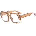 Modischer, unregelmässiger Oversize-Brillenrahmen für Damen, trendige braune Hip-Hop-Brille. - C6 Champagner-Rahmen, transparente Gläser