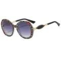 Oversized round frame sunglasses for women with trendy colorful paint splatter design and UV protection. - C3 Pattern Frame Gradient Gray Lens
