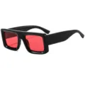 Modische quadratische Sonnenbrille fuer Damen und Herren mit schwarzen Rahmen und roten glaesern. - C6 Schwarzer Rahmen Rote Gläser