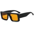 Modische klobige quadratische Sonnenbrille für Damen und Herren mit orangefarbenen Gläsern. - C7 Schwarzer Rahmen Orangefarbene Linse