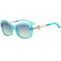 Trendy translucent light blue gradient sunglasses with stylish metal temples for women sun protection. - C6 Translucent Blue Frame Gradient Blue Yellow Lens