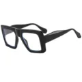 Chic black thick frame square sunglasses for women, trendy oversized sun glasses beach style. - C8 Black Frame Clear Lens
