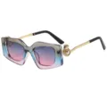Chic et elegantes lunettes de soleil geometriques femme avec degrade et belle perle. - C5 Monture Gris Bleu Rose Verres Dégradés Gris Rose