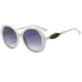 Womens stylish round frame sunglasses with gradient lenses in white fashion eyewear - C7 White/Black Frame Gradient Gray Lens