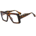 Oversized Square Sunglasses Tortoise Shell Thick Frame Fashion Retro Trendy Eyewear for Women - C10 Leopard Print Frame Clear Lenses