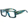 Modische quadratische Sonnenbrille für Damen und Herren mit blauem gelbem dickem Rahmen. - C10 Blau Gelb Rahmen Klare Gläser