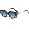 Lunettes de soleil carrées pour femmes avec verres dégradés et détails de perles. - C7 Monture Léopard Noir Verres Dégradés Gris Vert