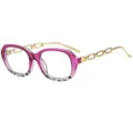 Occhiali da vista donna piccoli quadrati alla moda con montatura rosa sfumata e catenina - C10 Montatura Viola Lenti Trasparenti