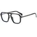 Fashion double bridge square frame sunglasses, classic black design, stylish and versatile variant. - C8 Black Gun Frame Clear Lens