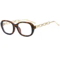 Occhiali da sole quadrati tartarugati alla moda con stanghette a catena in metallo donna. - C11 Montatura Leopardata Lente Trasparente